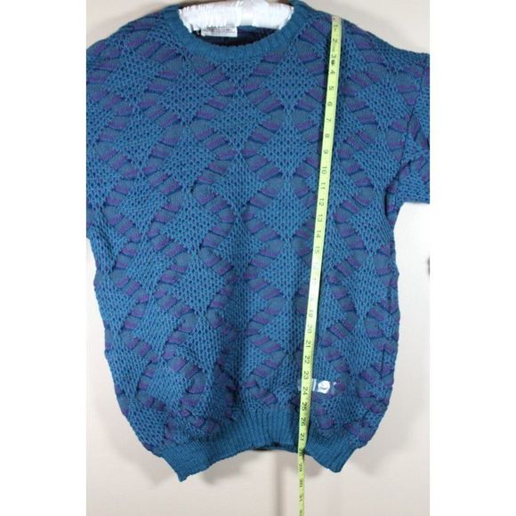 Pronto Uomo Medium Funky Sweater Italy Vintage Wool Blue Purple Bold 80s 90s - Picture 4 of 6